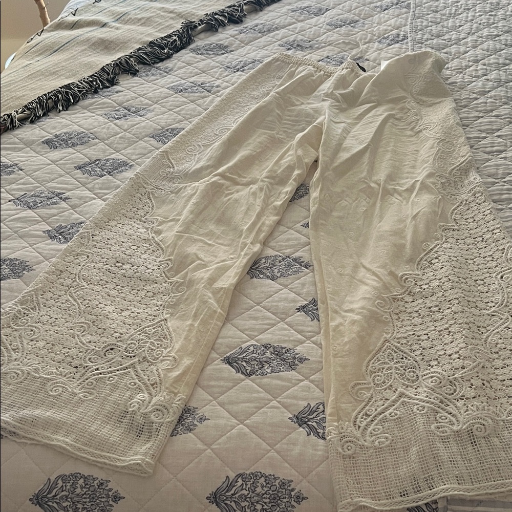 Elegant White Lace Pants - kobi halperin size s